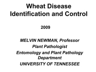 Wheat Disease
Identification and Control
MELVIN NEWMAN, Professor
Plant Pathologist
Entomology and Plant Pathology
Department
UNIVERSITY OF TENNESSEE
2009
 