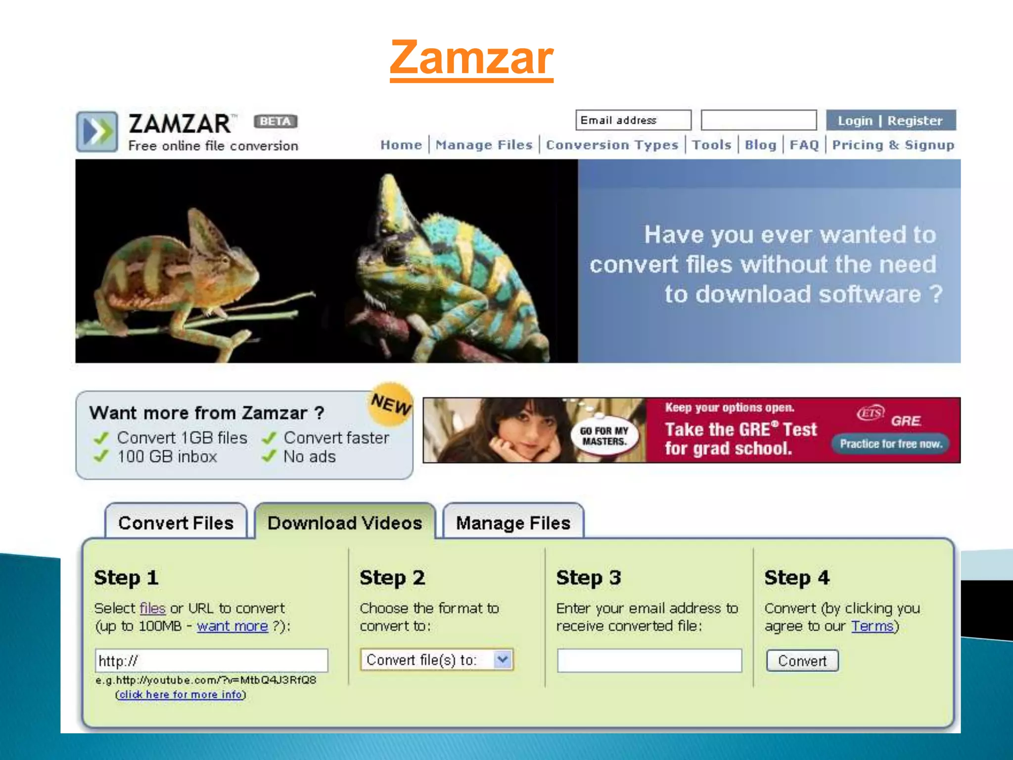 Tools for Teaching and Learning Zamzar
