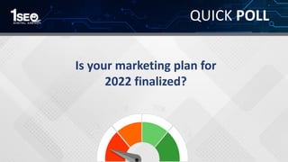 QUICK POLL
Is your marketing plan for
2022 finalized?
 