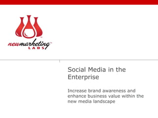 Social Media in the Enterprise Increase brand awareness and enhance business value within the new media landscape 