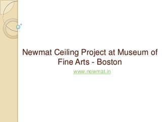 Newmat Ceiling Project at Museum of
Fine Arts - Boston
www.newmat.in
 
