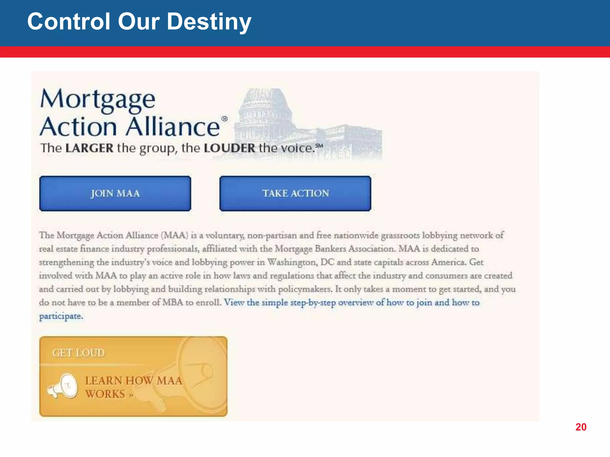 20
Control Our Destiny
 