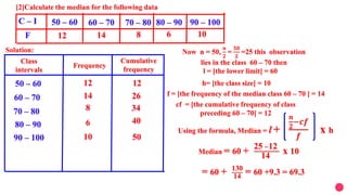 Mean Median Mode Formulas