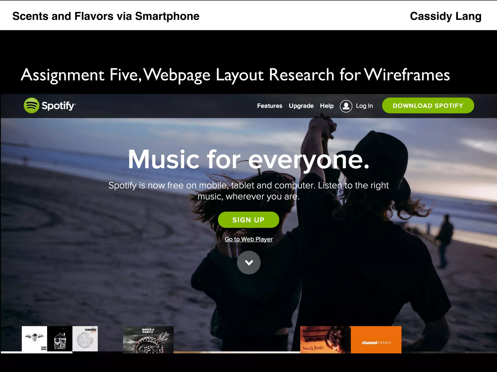 Flavor Scents Saver and Flavors App via Smartphone Cassidy Lang 
Assignment Five, Webpage Layout Research for Wireframes 
 
