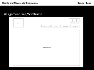 Flavor Scents Saver and Flavors App via Smartphone Cassidy Lang 
Assignment Five, Wireframe 
 