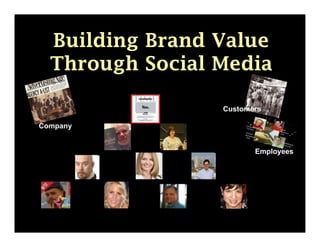 Building Brand Value
  Through Social Media

                 Customers

Company


                        Employees
 