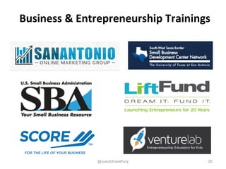 Business & Entrepreneurship Trainings
20@yusufchowdhury
 