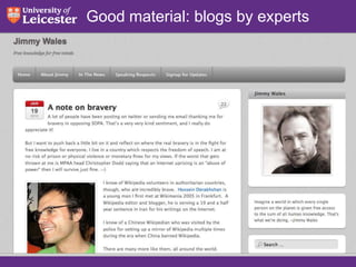 Good material: blogs by experts

Blog post by an expert

 