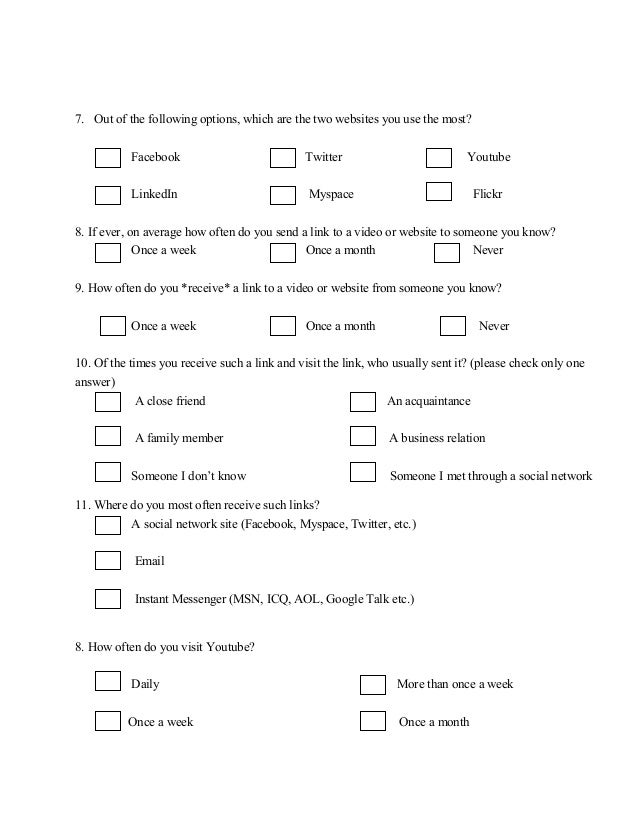 New Media survey questionnaire