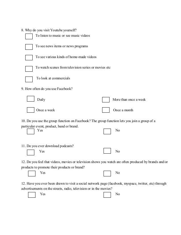 New Media survey questionnaire