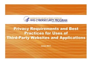 Privacy Requirements and Best
        Practices for Uses of
Third-Party Websites and Applications

                June 2011
 