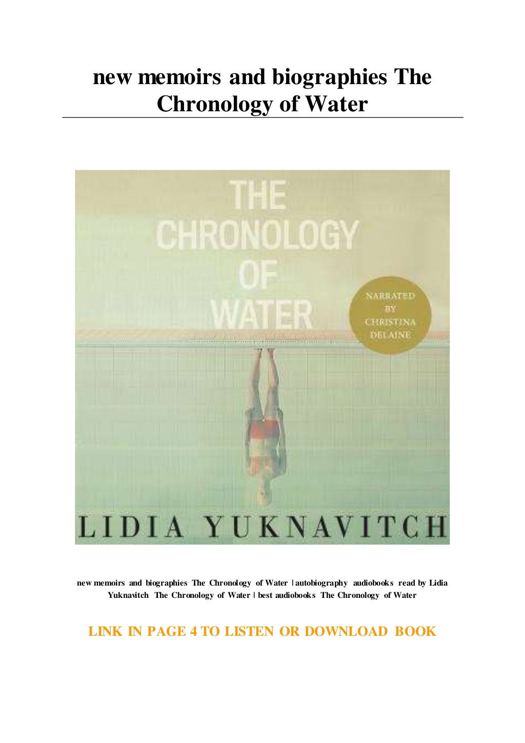 new memoirs and biographies The Chronology of Water