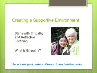 Creating a Supportive Environment
Starts with Empathy
and Reflective
Listening
What is Empathy?
“Act as if what you do mak...