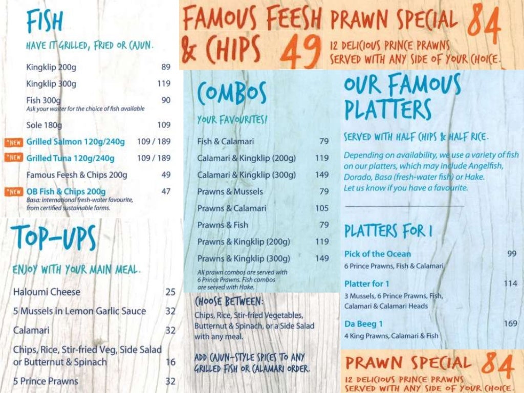 Ocean Basket Menu