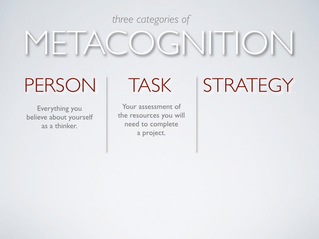 three categories of METACOGNITION PERSON