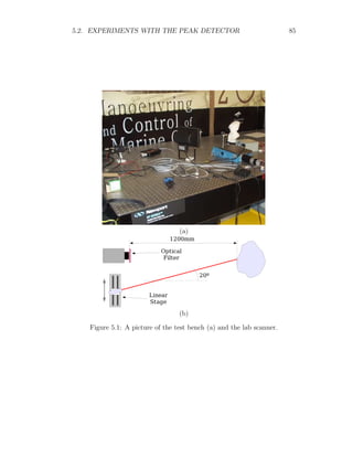 5.2. EXPERIMENTS WITH THE PEAK DETECTOR 85
(a)
(b)
Figure 5.1: A picture of the test bench (a) and the lab scanner.
 