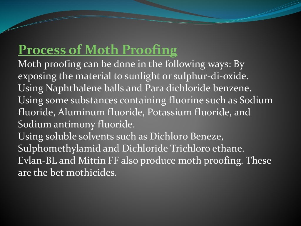moth proofing of textile material