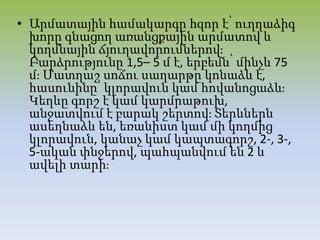 • Արմատային համակարգը հզոր է՝ ուղղաձիգ
խորը գնացող առանցքային արմատով և
կողմնային ճյուղավորումներովֈ
Բարձրությունը 1,5– 5 մ է, երբեմն՝ մինչև 75
մֈ Մատղաշ սոճու սաղարթը կոնաձև է,
հասունինը՝ կլորավուն կամ հովանոցաձևֈ
Կեղևը գորշ է կամ կարմրաթուխ,
անջատվում է բարակ շերտովֈ Տերևներն
ասեղնաձև են, եռանիստ կամ մի կողմից
կլորավուն, կանաչ կամ կապտագորշ, 2-, 3-,
5-ական փնջերով, պահպանվում են 2 և
ավելի տարիֈ
 