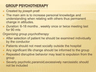 GROUP PSYCHOTHERAPY<br />Created by josephpratt<br />The main aim is to increase personal knowledge and understanding when...