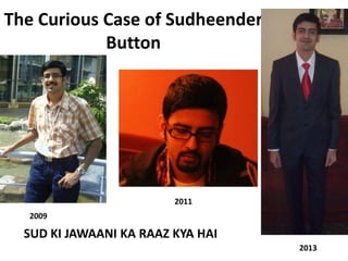 The Curious Case of Sudheender
Button

2011
2009

SUD KI JAWAANI KA RAAZ KYA HAI
2013

 