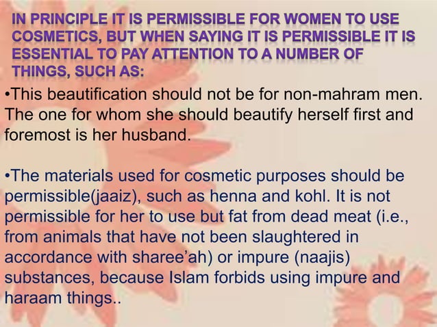 Islamic point of view about cosmetics | PPTX | Skin and Dermatology ...