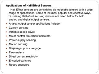 hall effect and hall effect sensor | PPTX | Physics | Science