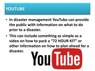 ROLE OF SOCIAL MEDIA IN DISASTER MANAGEMENT | PPTX
