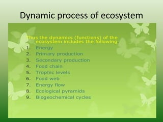 Dynamic process of ecosystem
 