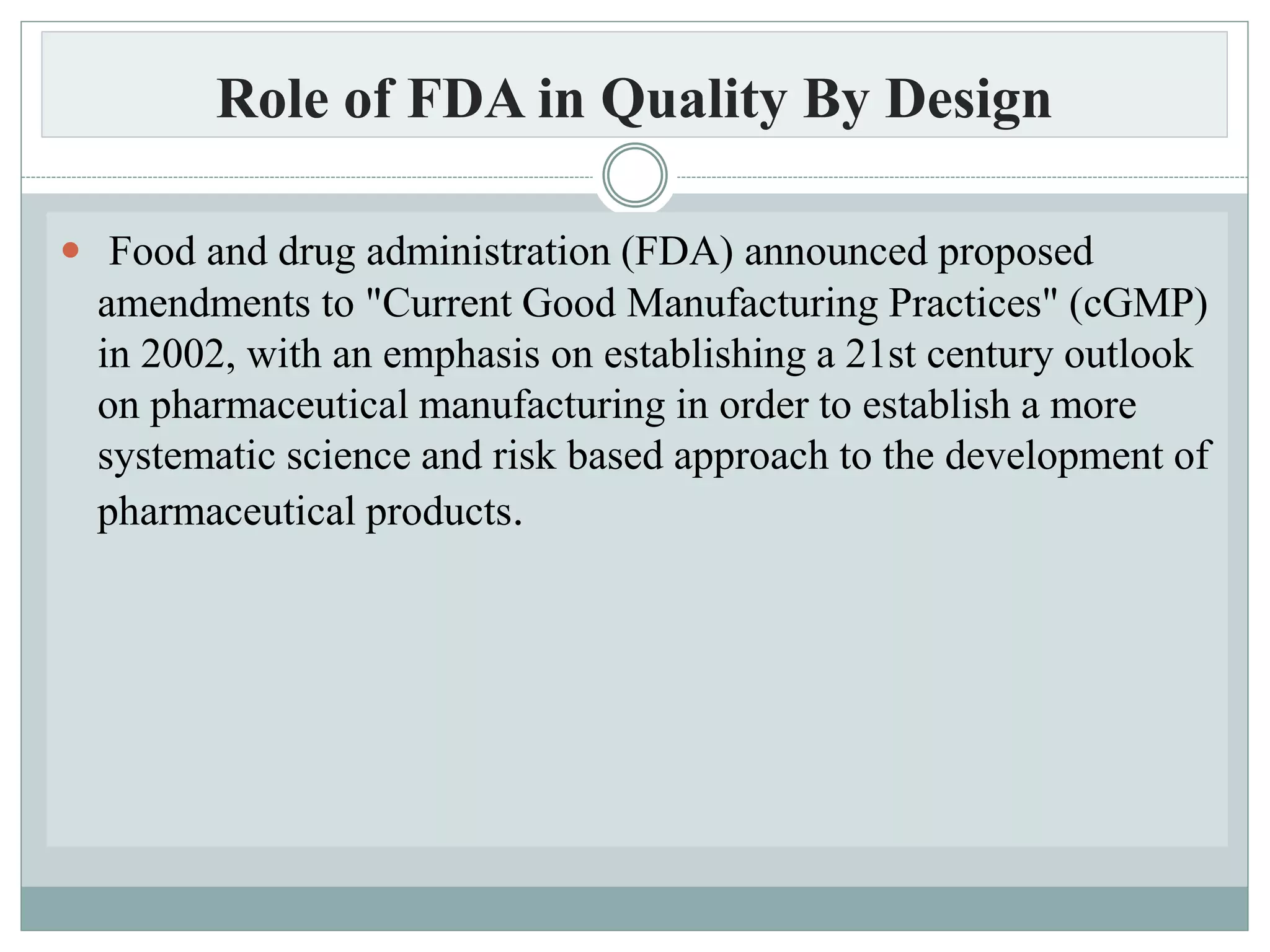 “LET US KNOW ABOUT QUALITY BY DESIGN IN PHARMACEUTICAL INDUSTRY” | PPT