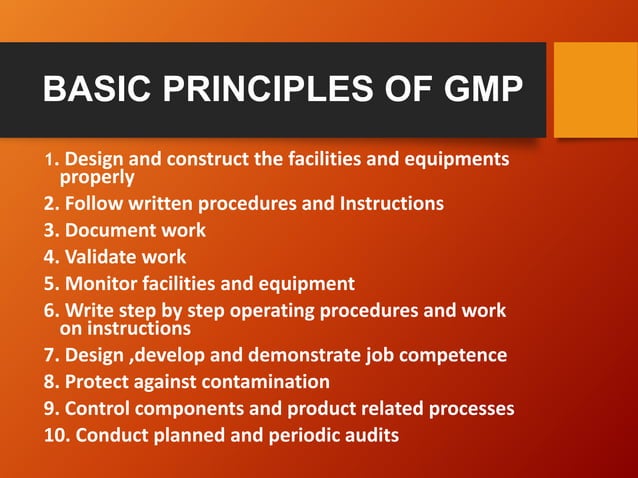 GMP Key Elements and Basic Principals | PPT