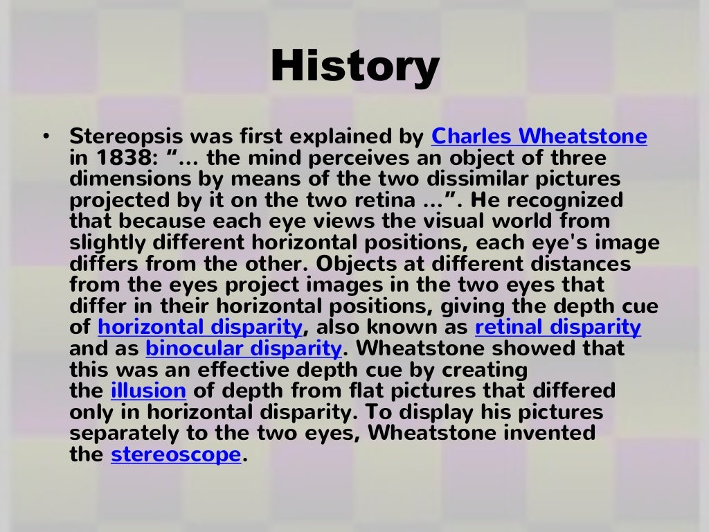 stereopsis history ,uses and charts