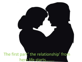 The first part’ the relationship’ from
here life starts……..
 