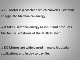 Speed control of DC motor using pulse width modulation technique | PPTX