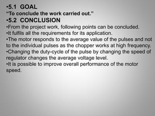 Speed control of DC motor using pulse width modulation technique | PPTX