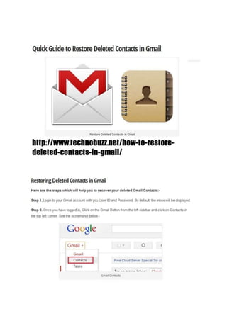 How to Restore Deleted Contacts in Gmail