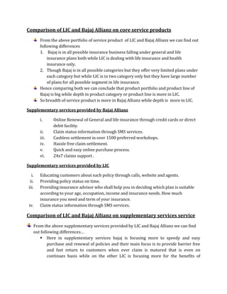 SERVICE DIFFERNTIATING OF LIC AND BAJAJ ALLIANZ - a comparision on 7p\u0026#39;s of service marketing | PDF