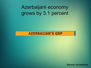 Azerbaijani economy
grows by 3.1 percent
Source: en.trend.az
 