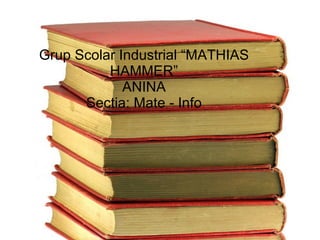 Grup Scolar Industrial “MATHIAS HAMMER” ANINA Sectia: Mate - Info 