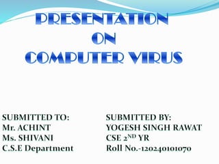 presentation on computer virus | PPTX