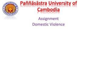 Paññāsāstra University of 
Cambodia 
Assignment 
Domestic Violence 
 