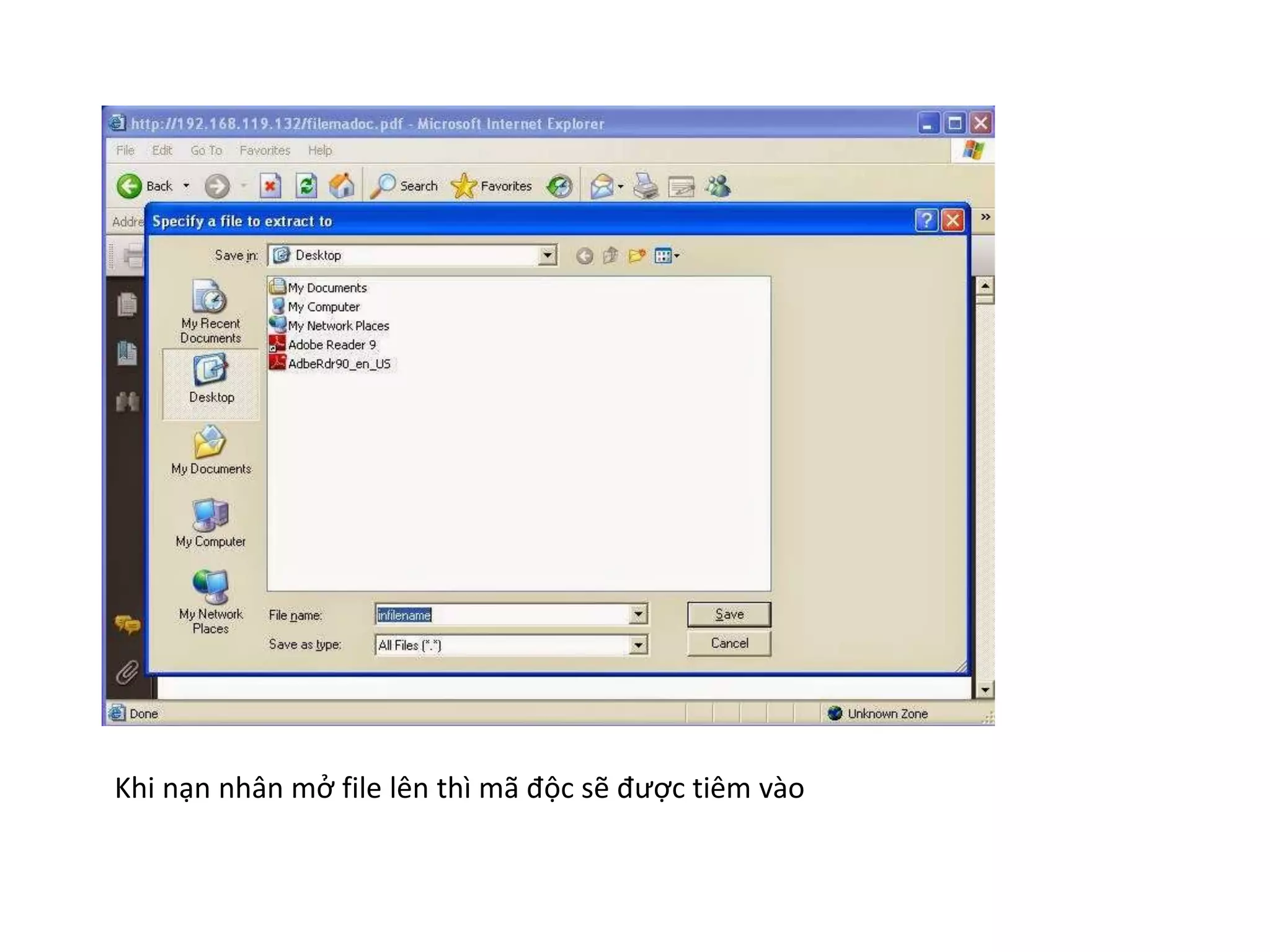 Khi nạn nhân mở file lên thì mã độc sẽ được tiêm vào 
 