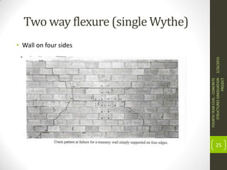 Two way flexure (single Wythe)
• Wall on four sides
2/26/2015
FOURTHYEARCIVIL-CONCRETE
STRUCTURESGRADUATION
PROJECT
25
 
