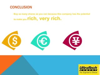 CONCLUSION
Buy as many shares as you can because this company has the potential
to make you rich, very rich.
 