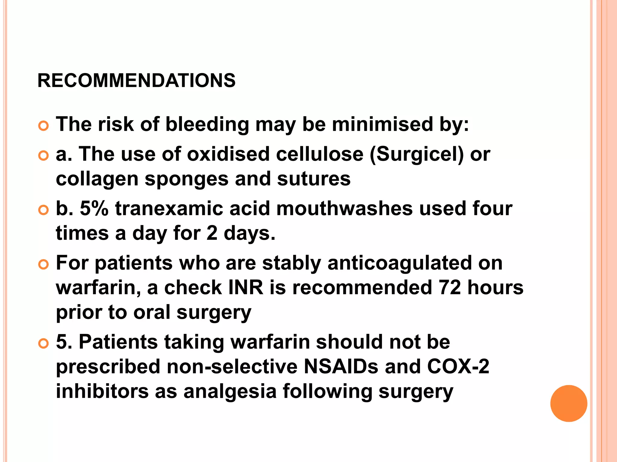 management of patients on oral anticoagulants & antiplatelet therapy ...
