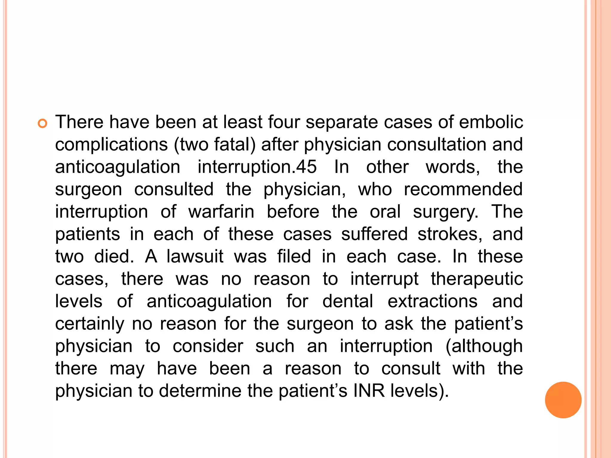 management of patients on oral anticoagulants & antiplatelet therapy ...