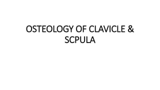 OSTEOLOGY OF CLAVICLE &
SCPULA
 
