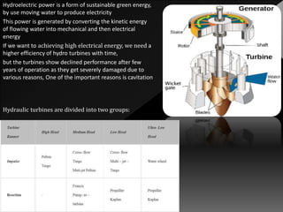 Causes and Effects of cavitation In Hydraulic power plants | PPTX