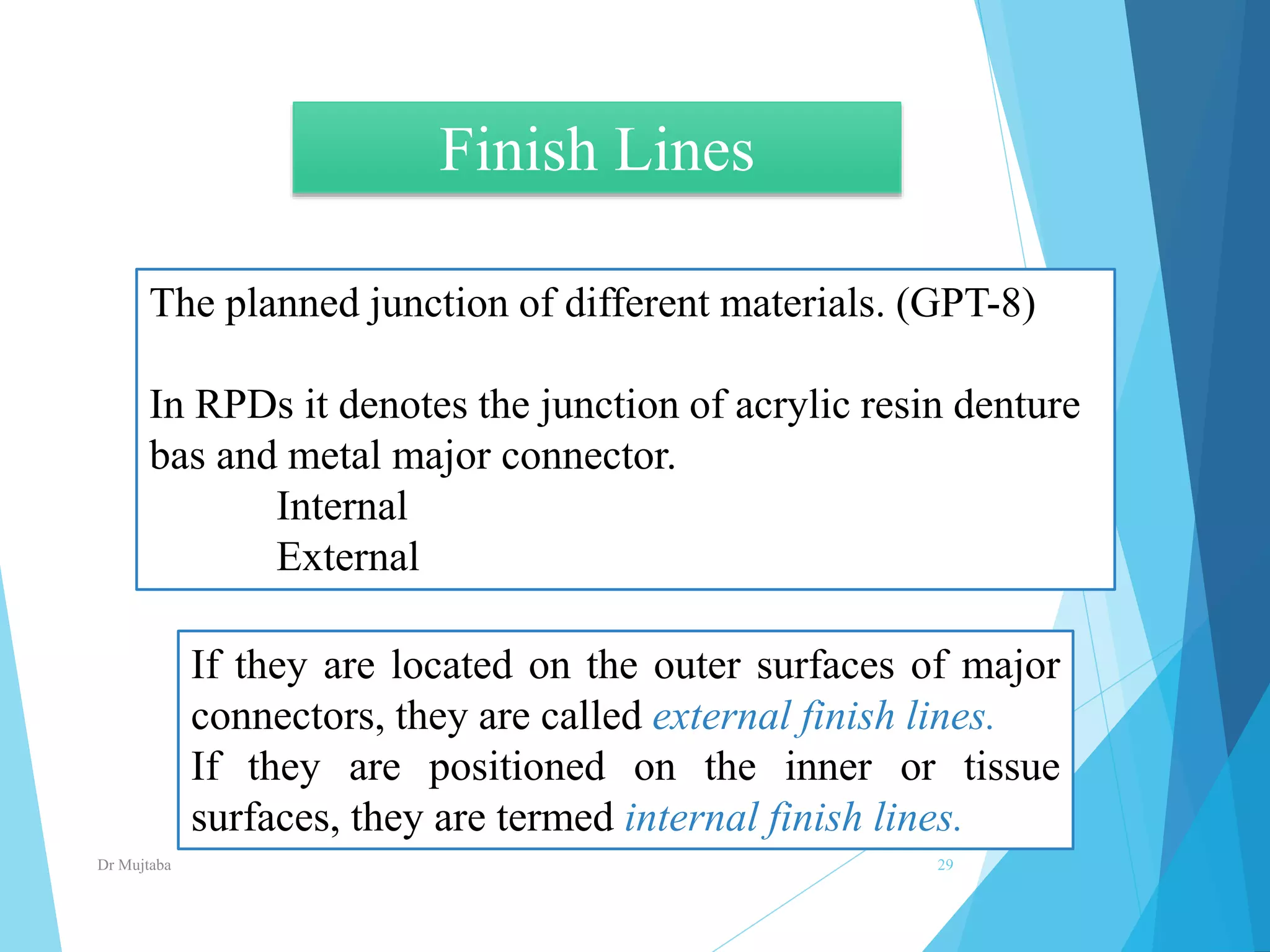 Internal Finish Line Rpd Minor connectors, rests & rests seats In prosthodontics | PPTX