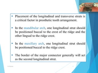 Longitudinal Strut Minor connectors, rests & rests seats In prosthodontics | PPTX